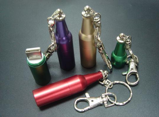 Bottle shape thumb drive with keychain